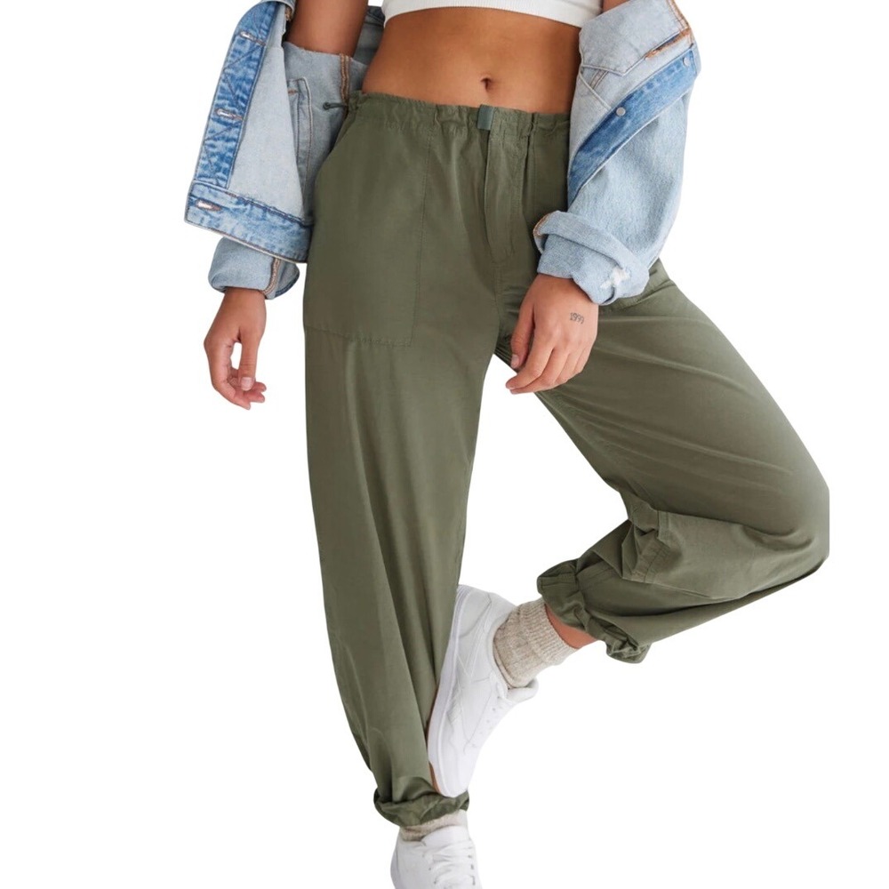 Aeropostale Olive Green Baggy Grunge Urban Streetwear Parachute Pants NWT Size S